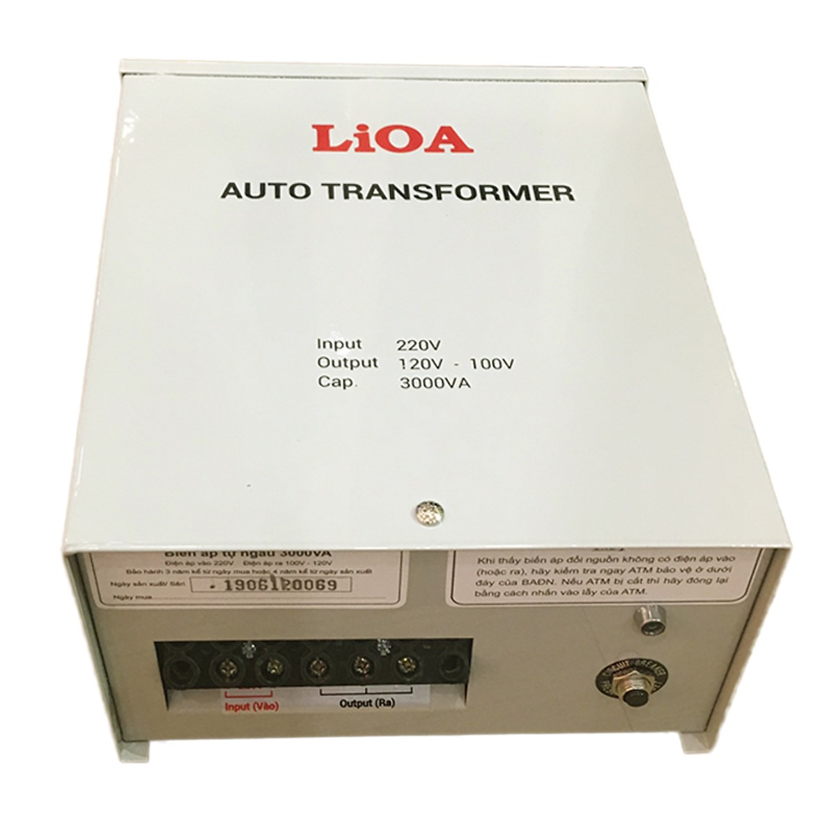 Biến áp lioa đổi nguồn hạ áp 1 pha 3KVA LiOA DN030