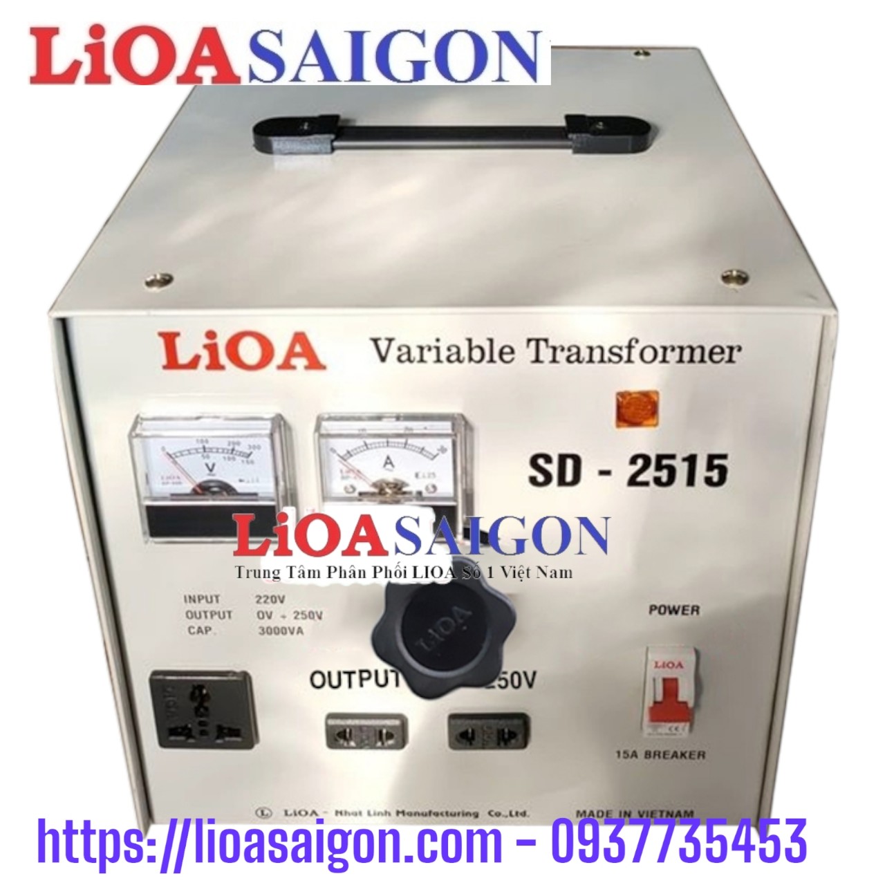 Biến áp vô cấp 1 pha LiOA SD-2515