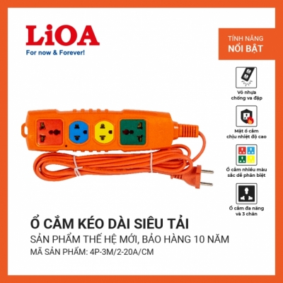 Ổ CẮM LIOA SIÊU TẢI CÓ DÂY 4P-3M/3-20A
