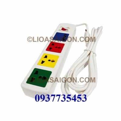 Ổ cắm đa năng có cổng sạc USB LiOA 4D32WNUSB (Màu trắng)