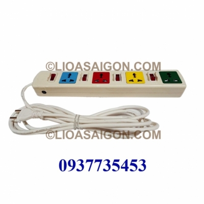 Ổ cắm điện LiOA 4 lỗ 3 chấu 4 công tắt 4DOF33WN (Trắng)