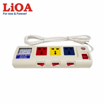Ổ cắm kéo dài công suất lớn có đồng hồ báo công suất 3 ổ cắm 3 lõi dây LiOA 3OFSSA2.5-3 - 3OFSSA2.5-3