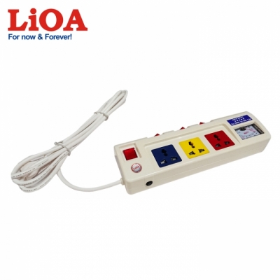 Ổ cắm kéo dài công suất lớn có đồng hồ báo công suất 3 ổ cắm 3 lõi dây LiOA 3OFSSA2.5-3 - 3OFSSA2.5-3