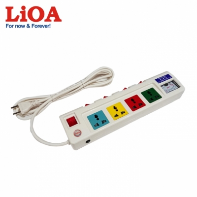 Ổ cắm kéo dài công suất lớn có đồng hồ báo công suất 4 ổ cắm 3 lõi dây LiOA 4OFSSA2.5-3 - 4OFSSA2.5-3