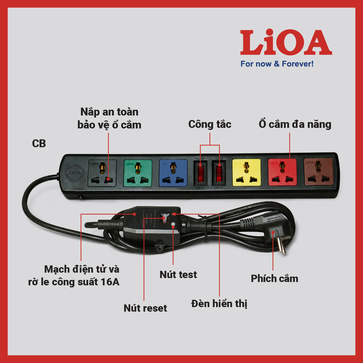 Ổ CẮM KÉO DÀI ĐA NĂNG LIOA CÓ THIẾT BỊ CHỐNG GIẬT 6D33N-CG