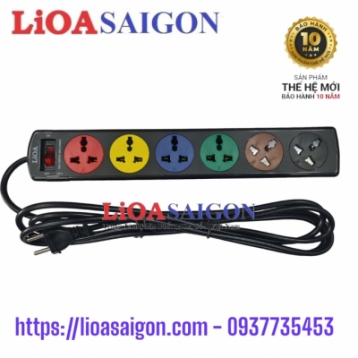 Ổ CẮM LIOA 6 LỖ 3 CHẤU THẾ HỆ MỚI 6DND3.2.10
