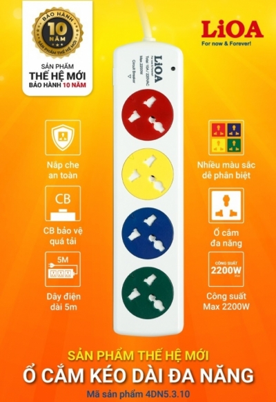Ổ CẮM LIOA KÉO DÀI ĐA NĂNG 4DN5.3-10