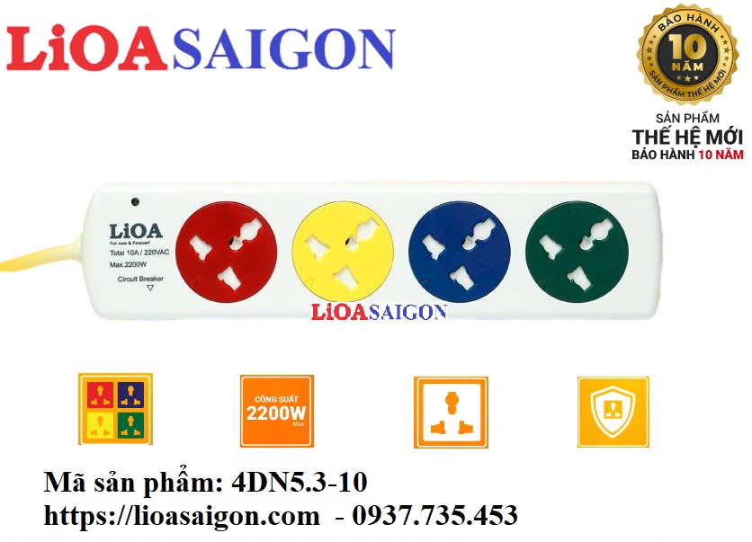 Ổ CẮM LIOA KÉO DÀI ĐA NĂNG 4DN5.3-10