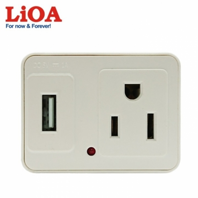 Ổ cắm nối LiOA chuẩn Mỹ với sạc USB - OC1USB