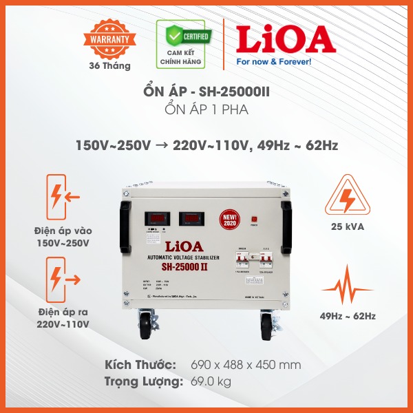 Ổn Áp LiOA 1 Pha SH-25000II – Giải Pháp Công Suất Lớn Cho Các Thiết Bị Điện