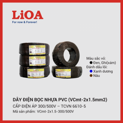 Dây điện mềm LiOA 2 lõi 2x1.5mm2